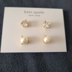 Kate Spade earrings set, diamond look and pearl look, Rise and Shine